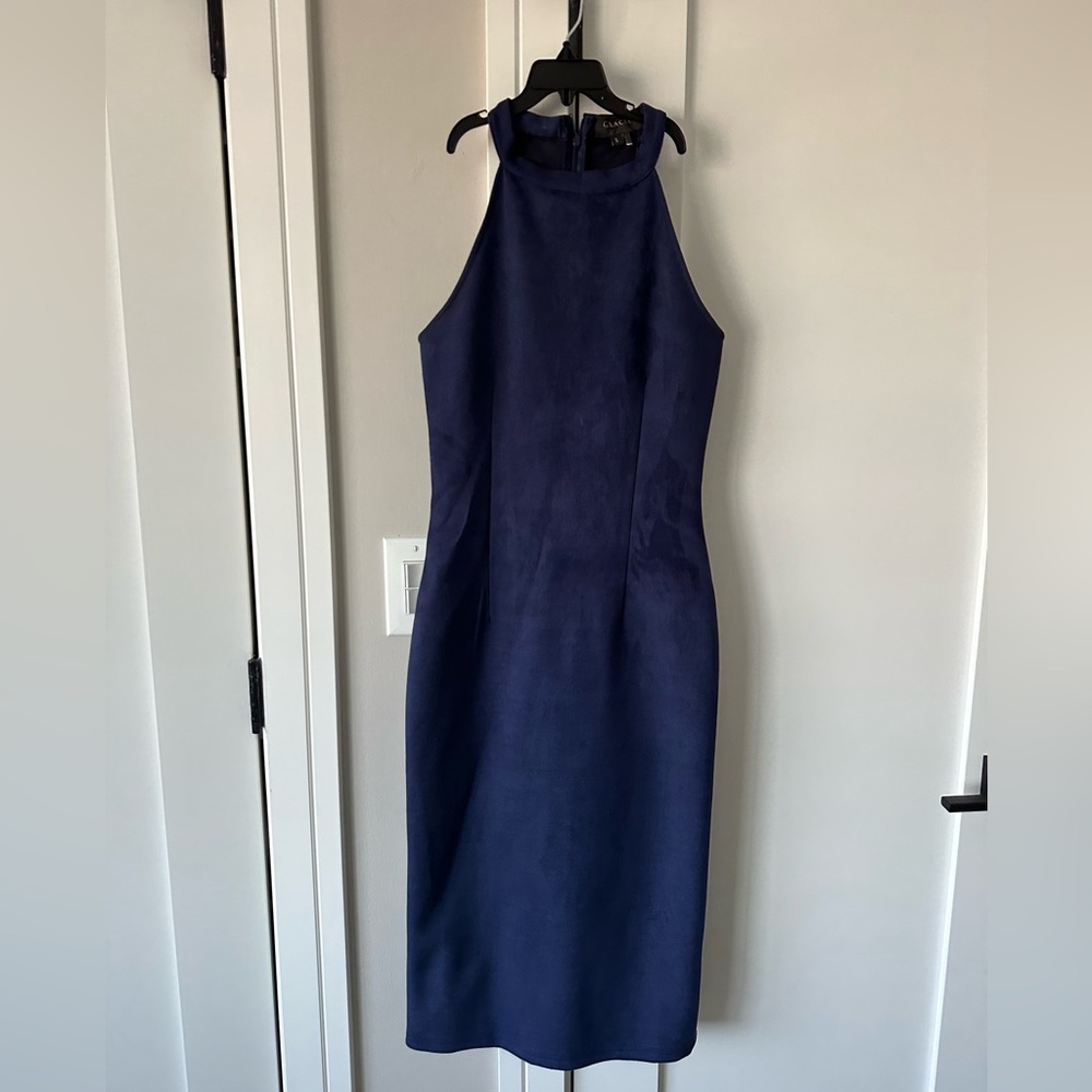 Navy Suede Dress - Size S